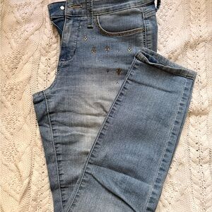NYDJ Light Blue Skinny Jeans with Embellishments